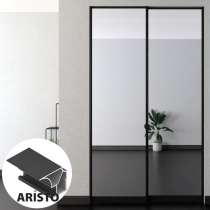 Дверь-купе ARISTO FLAT, зеркало, профиль черный матовый, в Иркутске