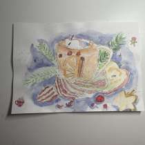 Рисунок на бумаге с новогодним вайбом, в Одинцово