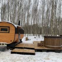 Баня-бочка 6 метров + купель-фурако премиум класса, в Коломне