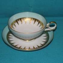 Чайное блюдце Валлендорф/WALLENDORF, ГДР, с золотым рельефом, в Москве