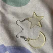 Сережки луна и звезда, б/у, в Тюмени