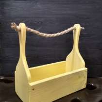 Ящик деревянный светло-желтый с веревочной ручкой, в г.Минск