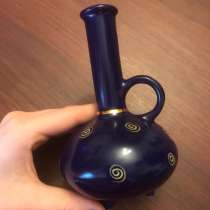 Вазочка из синего кобальта с позолотой для одного цветка, в Москве