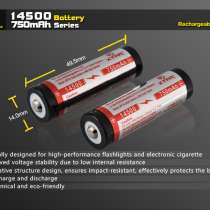 Xtar Литий-ионный (Li-Ion) аккумулятор  XTAR 14500 Li-Ion 800 мАч, защищенный, в Москве