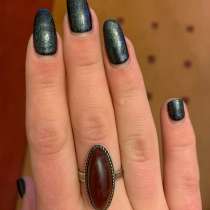 Кольцо серебряное с яшмой. Клеймо звезда 875. РЕТРО. 1971 г, в Москве