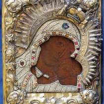 Старинный образ Матери Божией "Касперовская" в окладе. 1856г, в Санкт-Петербурге