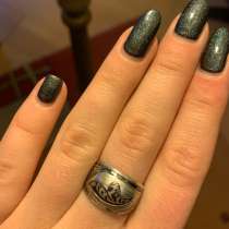 Кольцо Чернь Кубачи. Серебро 875 пробы со звездой. 1989 г, в Москве