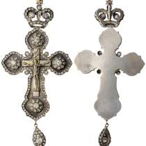 Старинный архиерейский наперсный крест с украшенями. XIX век, в Санкт-Петербурге