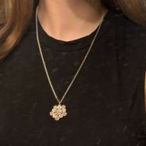 Серебр. кулон Ажурный цветок на цепочке, филигрань.1970-е гг, в Москве