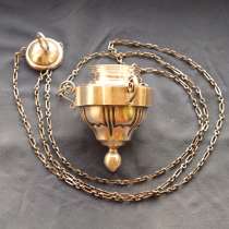 Старинная подвесная лампада большого размера. Серебро 84 пр, в Санкт-Петербурге