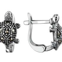 Сережка «Черепашка». СЕРЕБРО с марказитами, в Москве