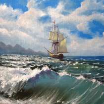 Картина - Волна море и корабль парусник, в г.Минск