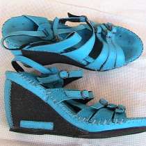 Босоножки женские, кожа, синие, 39-40 размера, в Краснодаре