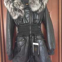 Пуховик новый Fashion Furs Италия кожа чернобурка размер 46, в Москве
